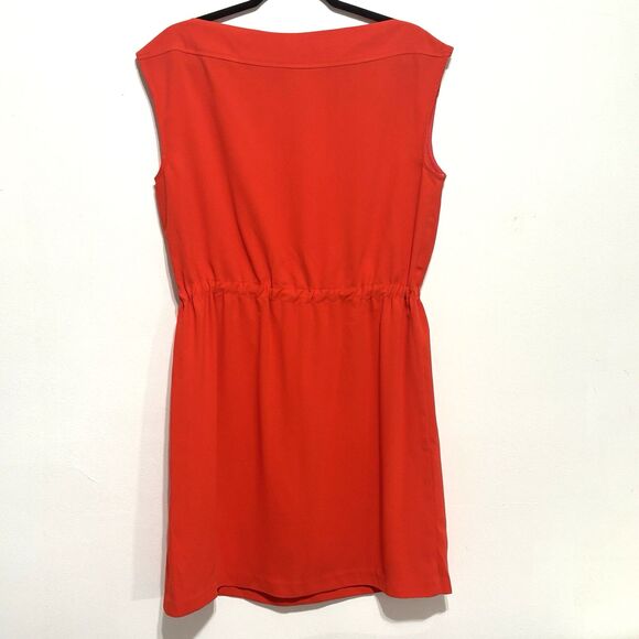 Trina Turk Desert Willow Dress Sz 12 Orange Boatneck Drawstring Cinch Waist - Picture 4 of 7